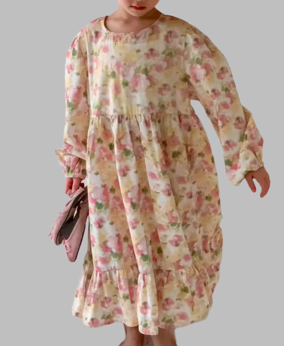 Yellow & Pink Flowers Dress