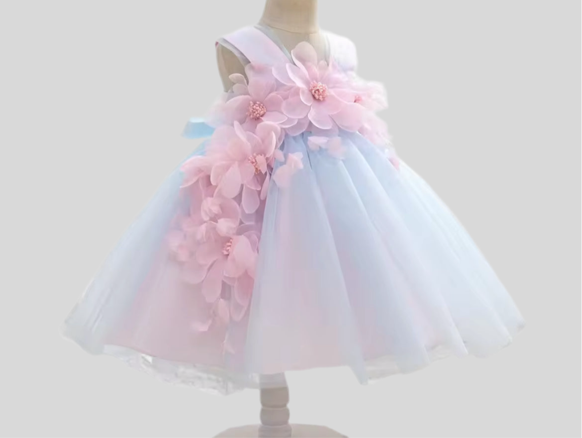 Blue & pink flowers dress