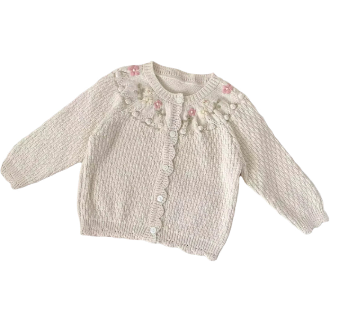 Beige Floral Cardigan