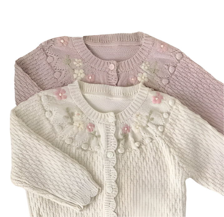 Beige Floral Cardigan